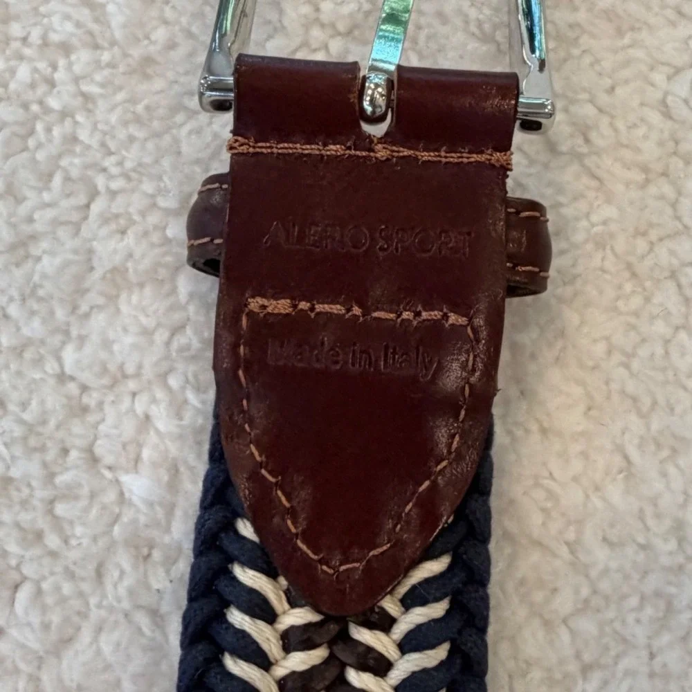 Alero Sport 36 M/L The Joe Woven Belt Braided Leather Trim Made in Italy $126